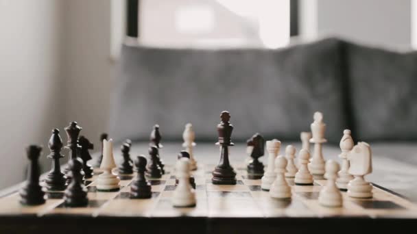 Schachmatt Schachspiel Close Win Spiel Besiegen Gegner Konzept Entwicklung Analyse — Stockvideo