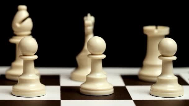 Cinematic Slow Motion Chessboard Šachová Figurka Strategie Inteligentní Obchodní Koncept — Stock video