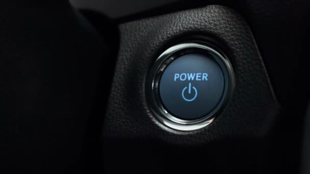 Botão Close Ignição Motor Carro Pressionando Botão Mão Conceito Tecnologia — Vídeo de Stock