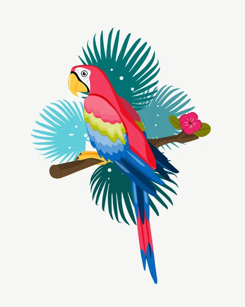 Parrot Araエキゾチックな鳥のコレクション 枝の鳥 — ストックベクタ
