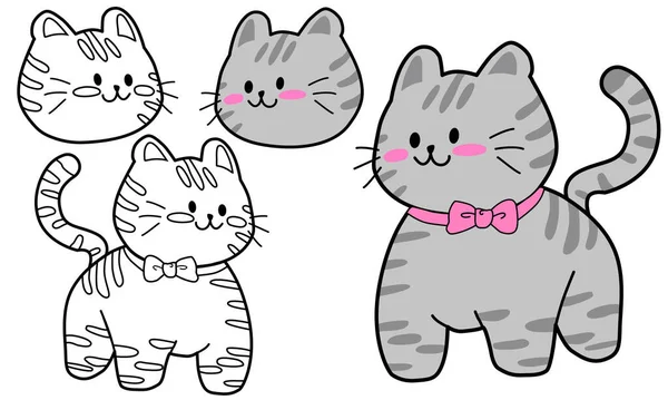 Winking Cat Character American Short Hair Line Disegno — Vettoriale Stock