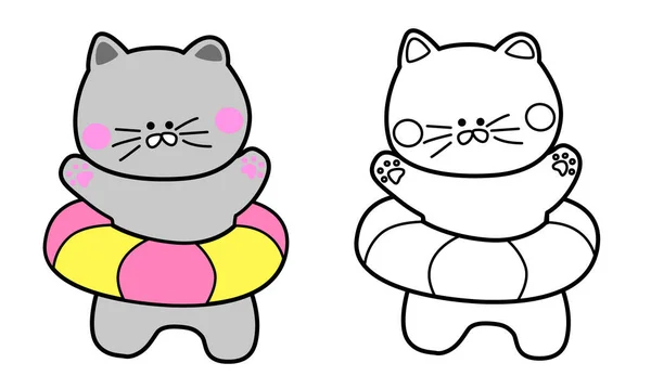 猫卡通人物 动物和宠物的主题 孤立的设计 病媒图解 头戴游泳管的猫角色_俄罗斯蓝 — 图库矢量图片