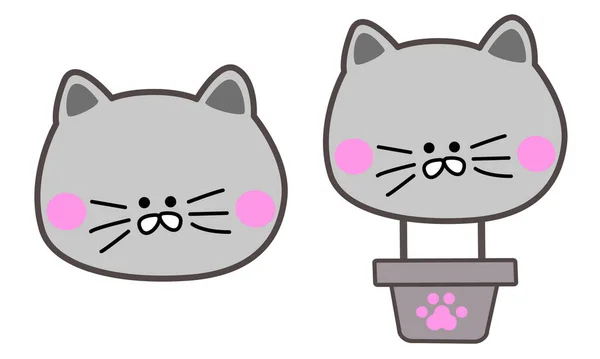 Kucing Lucu Dan Cangkir Vektor Desain Grafis Terisolasi Pada Latar - Stok Vektor