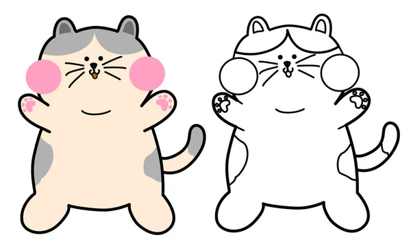 Gato Dibujos Animados Juego Personajes Red Grey Spotted Cat Caractor — Vector de stock