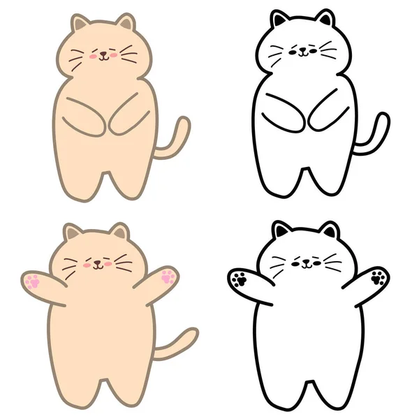 Cute Cat Vector Illustration Beige Cat Humble Hooray Cat — Stock Vector