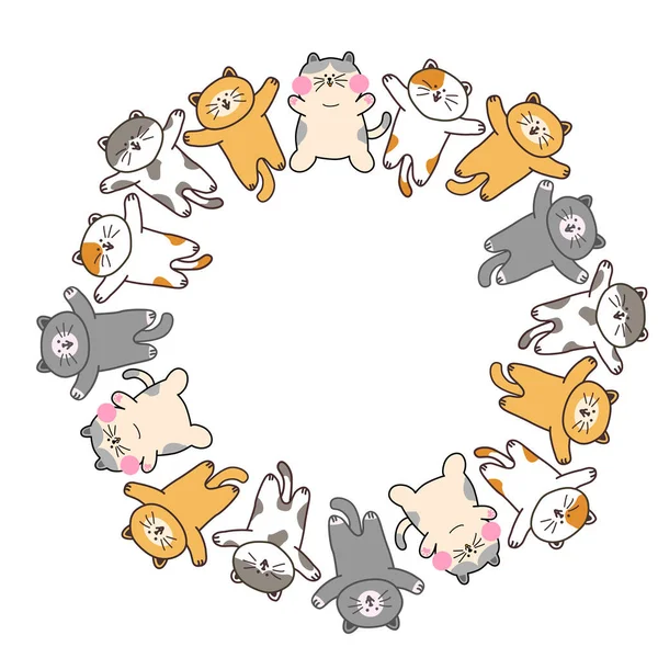 Een Tekening Van Kattenfiguren Die Elkaars Hand Vasthouden — Stockvector