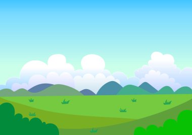 yeşil tarla ve dağlar.