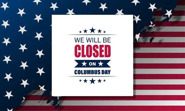 Szczęśliwego Dnia Kolumba Będziemy Zamknięte Tekst Tło Wektor Ilustracja — Wektor stockowy