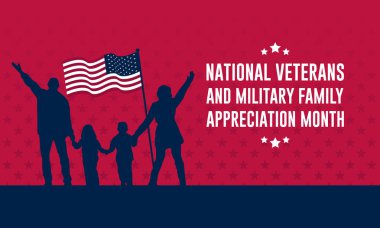 Mutlu Ulusal Gaziler ve Aile Takdir Ayı Kasım ayıdır. Arkaplan Vektör İllüstrasyonu