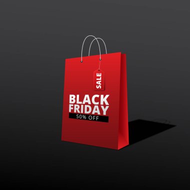 Kara Cuma 'lı Kırmızı Alışveriş Çantası% 50 Kapalı Metin Afişi