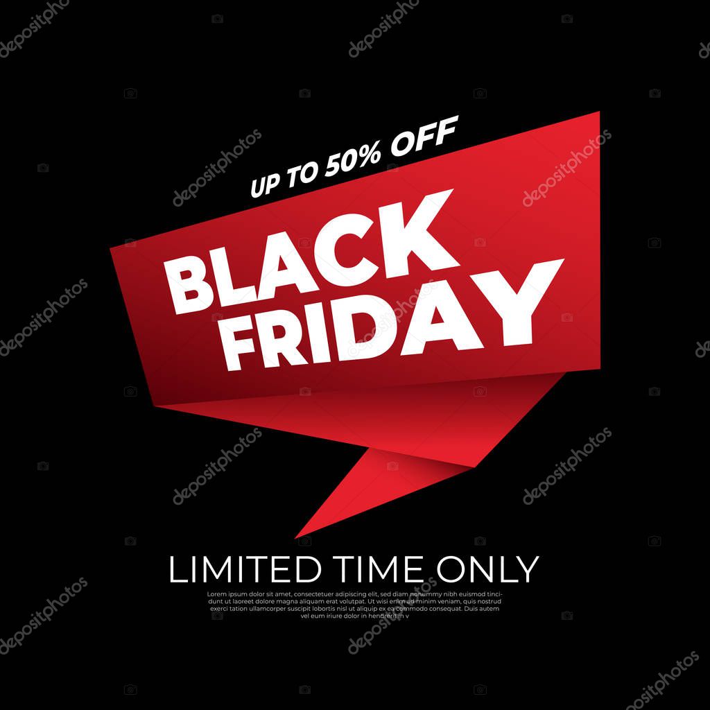 Red Zig Zag Black Friday Tape On Isolated Black Background With Limited Time Only Text