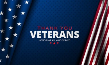 Teşekkürler gaziler, 11 Kasım, Amerikan bayrakları vektör ilüstrasyonunu onurlandıran