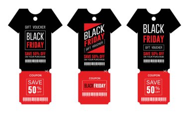 Kara Cuma Hediye Fişi ve Kupon Tasarımı Tişörtü Fiyat Etiketi Tarzı