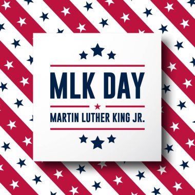 Martin Luther King Pankartı. Amerikan bayrağıyla birlikte tatil tipografik posteri. Arkaplan Vektörü illüstrasyonu