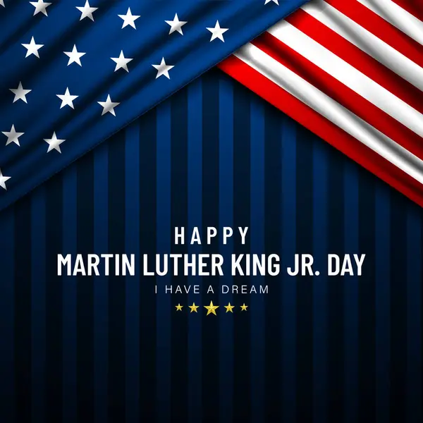 Martin Luther King Pankartı. Amerikan bayrağıyla birlikte tatil tipografik posteri. Arkaplan Vektörü illüstrasyonu