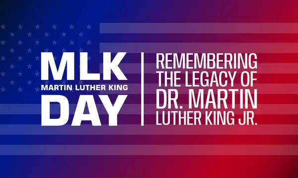 Martin Luther King Pankartı. Amerikan bayrağıyla birlikte tatil tipografik posteri. Tasarım Arkaplanı illüstrasyonu