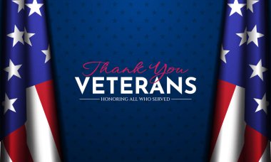 Teşekkürler gaziler, 11 Kasım, Amerikan bayrakları vektör ilüstrasyonunu onurlandıran