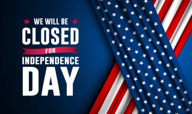 Bağımsızlık Günü ABD 4 Temmuz arkaplan tasarımı ile kapalı metin olacağız