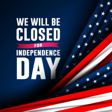 Bağımsızlık Günü ABD 4 Temmuz arkaplan tasarımı ile kapalı metin olacağız