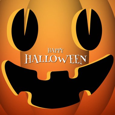 Portakallı, korkunç ve gülümseyen balkabağı pankartı tasarım illüstrasyonlu Cadılar Bayramı mesajınız kutlu olsun..