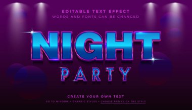 Premium Vektör, Düzenlenebilir 3D parlak mor metin efekti. Metalik gece partisi grafik biçimi 