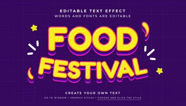 Premium Vector, Düzenlenebilir 3D sarı metin efekti. Yemek festivali tipografi tarzı 