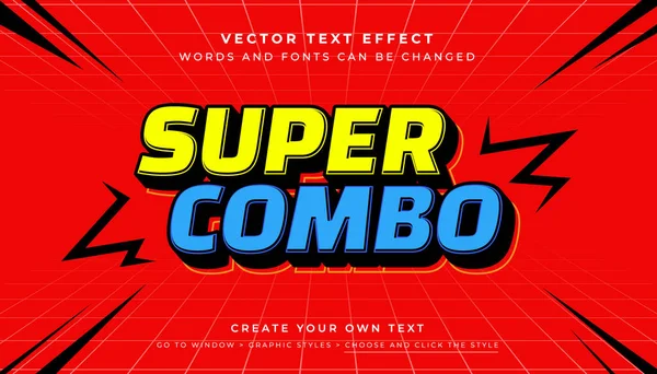 Vektör Düzenlenebilir 3 boyutlu süper kombo metin efekti. Kırmızı soyut arkaplanda koyu siyah gölge tipografi biçimi