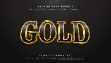 Vektör Düzenlenebilir 3D Siyah Altın metin efekti. Siyah arkaplanda parlak metalik delüks tipografi biçimi