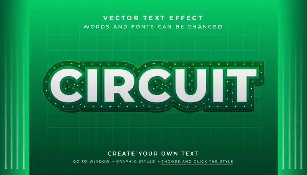 Vektör Yeşil devre metin efekti. Yeşil arkaplanda gelecekçi teknoloji grafik biçimi