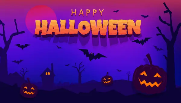 Birinci sınıf bir vektör. Mutlu Cadılar Bayramı. Ekim gecesinde balkabakları ve yarasalar