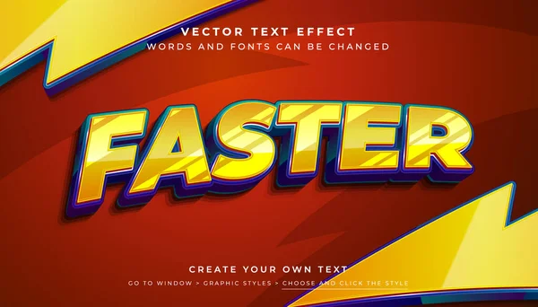 Vector Geel Blauw Teksteffect Snellere Sport Bliksem Grafische Stijl Abstracte — Stockvector