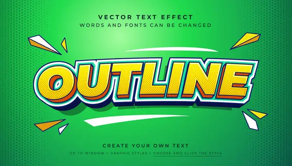 Vektör 3 boyutlu eğlenceli sarı turuncu metin efekti. Soyut yeşil arkaplanda özetlenmiş cesur grafik biçimi