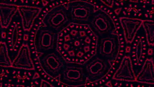 摘要红黑相间的万花筒线路图背景 Hd分形动画镜头 巴蒂克族传统图解 — 图库视频影像