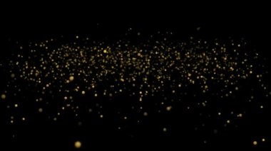 Altın parçacıkları kutlama hareketinin arka planında. 4K parıldayan altın tozu animasyon videosu