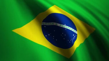 Brezilya Bayrağı 'nın dalgalanması, Brasilia ulusal bayraklı video arkaplanı. 4K çözünürlüklü video arkaplan 3840x2160, 60fps