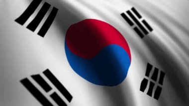 Güney Kore bayrağını sallıyor. Kore ulusal bayrak video geçmişi. 4K çözünürlük 3840x2160, 60fps