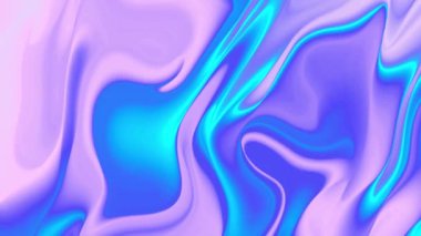 Sıvı holografik dalga arkaplanı sallıyor. Gümüş, mor, neon mavisi gradyan. 4K çözünürlük videosu 3840x2160