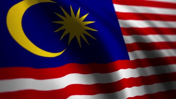 Sventolando Bandiera Della Malesia Malesi Bandiera Nazionale Sfondo Video Risoluzione — Video Stock