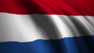 Hollanda bayrağını çarpıcı detaylarıyla sallıyor. Hollanda halkının ulusal video geçmişi. 4K çözünürlük 3840x2160, 60fps