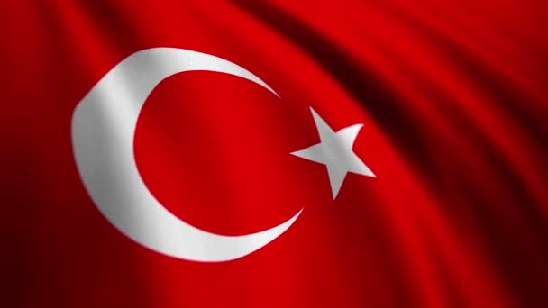 Looping Ondeando Bandera Turquía Detalle Impresionante Fondo Vídeo Bandera Nacional — Vídeo de stock