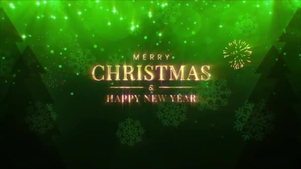 Veselé Vánoce Šťastný Nový Rok Pozdravy Žhnoucí Déšť Bokeh Částice — Stock video