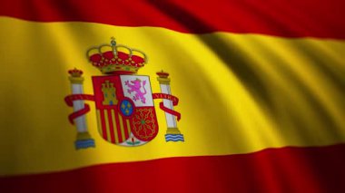 İspanya bayrağını çarpıcı bir şekilde sallıyor. İspanyolca: Espana halkı ulusal video geçmişi. 4K çözünürlük 3840x2160, 60fps