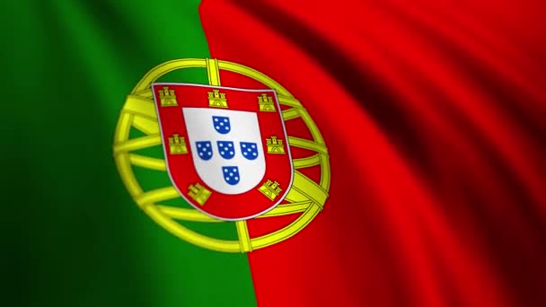Looping Viftande Flagga Portugal Fantastisk Detalj Portugiser Nationella Flagga Video — Stockvideo