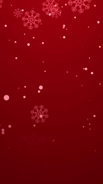 Copos Nieve Lluvia Vídeo Sobre Fondo Rojo Retrato Vídeo Superpuesto — Vídeos de Stock