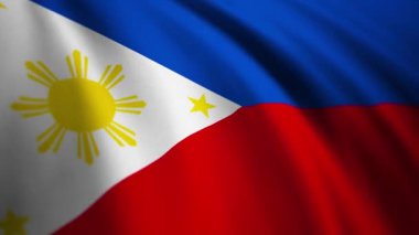 Filipinler 'in bayrağını çarpıcı detaylarıyla sallıyor. Filipinlilerin ulusal video geçmişi. 4K çözünürlük 3840x2160, 60fps