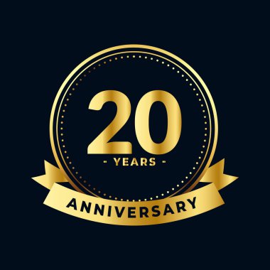 Yirmi Yıl Yıldönümü Altın ve Siyah İzole Vektör