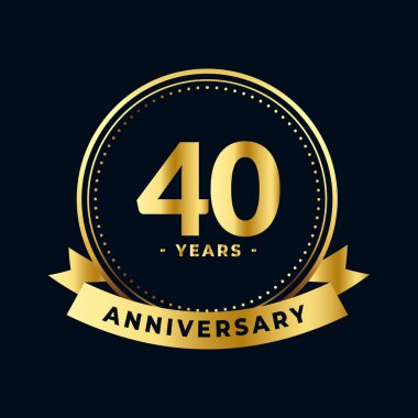 Kırk Yıl Yıldönümü Kutlaması Altın ve Siyah İzole Vektör
