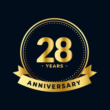 28 Yıl Yıldönümü Altın ve Siyah İzole Vektör