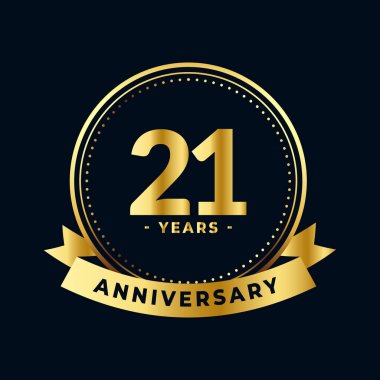 21 Yıl Yıldönümü Altın ve Siyah İzole Vektör