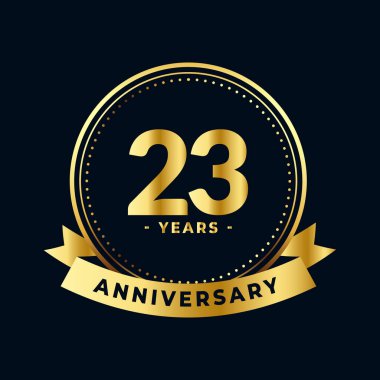 23 Yıl Yıldönümü Altın ve Siyah İzole Vektör